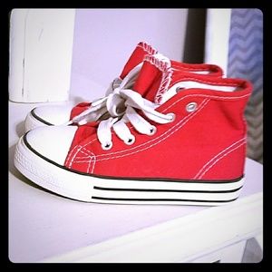 Red high tops.